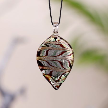 Lampwork Multicolor Leaf Glass Pendant for Necklace - 1 Piece